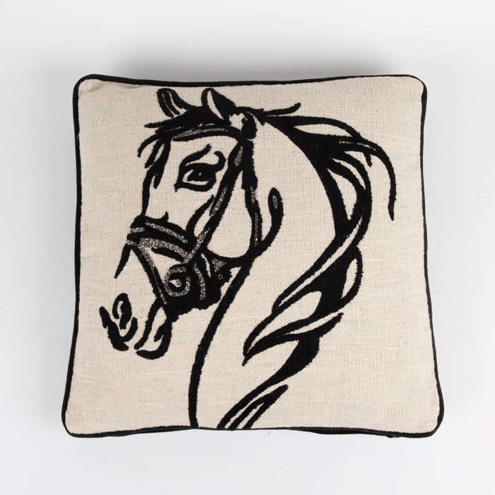 CUSHION HORSE NTRL/BLACK 45X45 (327131004)