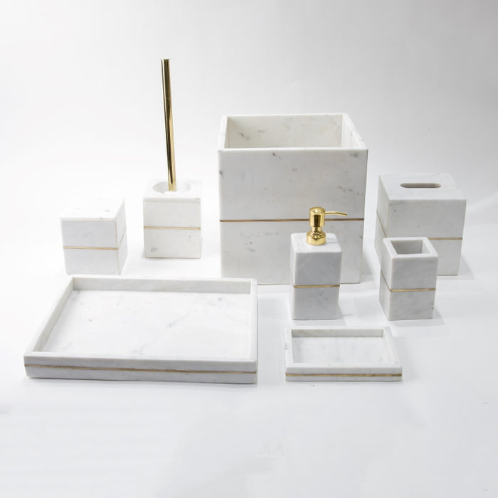 AS-8PCS BATHROOM SET INLAY WHITE/NATURAL (264846582)