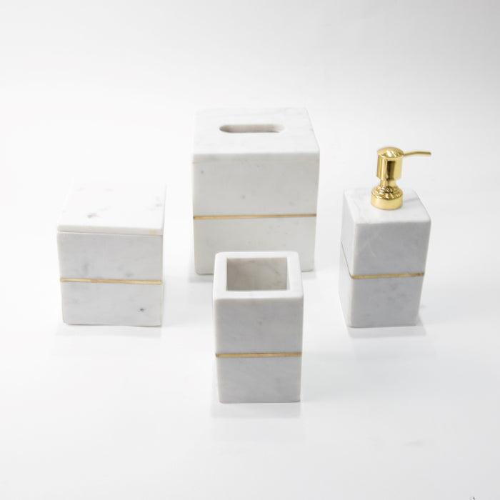 AS-8PCS BATHROOM SET INLAY WHITE/NATURAL (264846582)