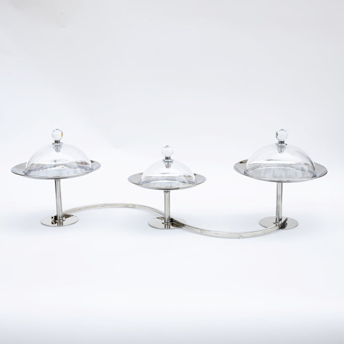 DAZHANG-GLASS BOWLS ON STAND SLVR (202029301)