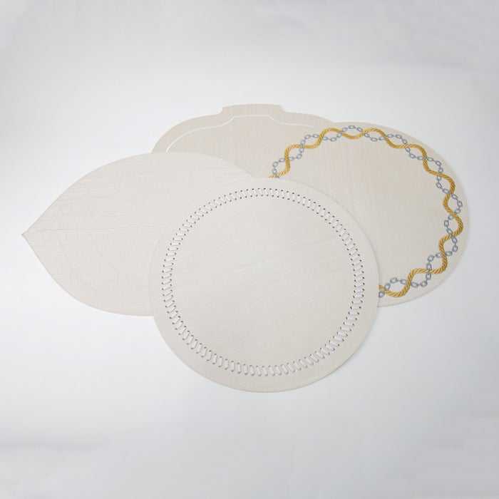 RND PLACEMAT W/BAND SILK IVORY (202055085)
