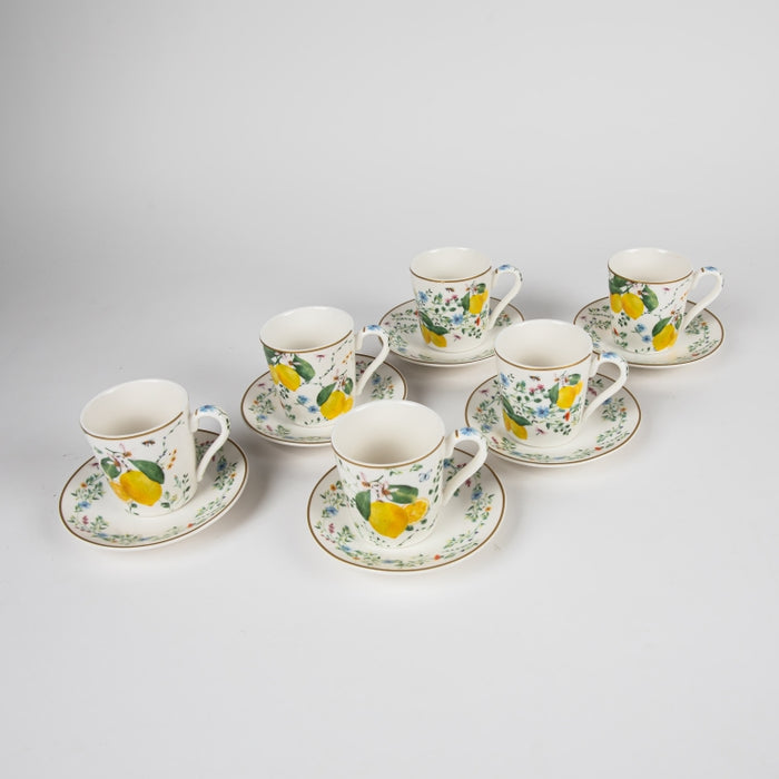 FLEURS CITRONS SET/6 ESPRESSO CUP&SAUCER 100ML (202073354)