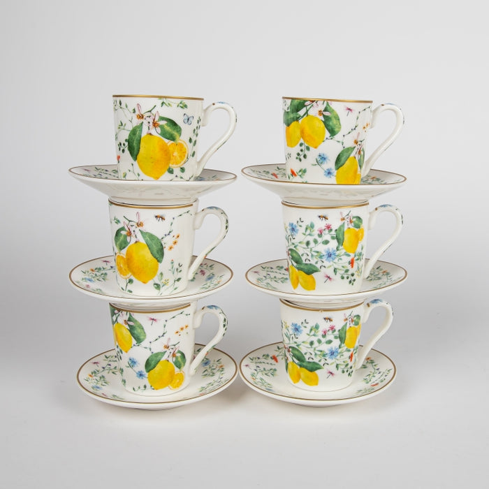 FLEURS CITRONS SET/6 ESPRESSO CUP&SAUCER 100ML (202073354)