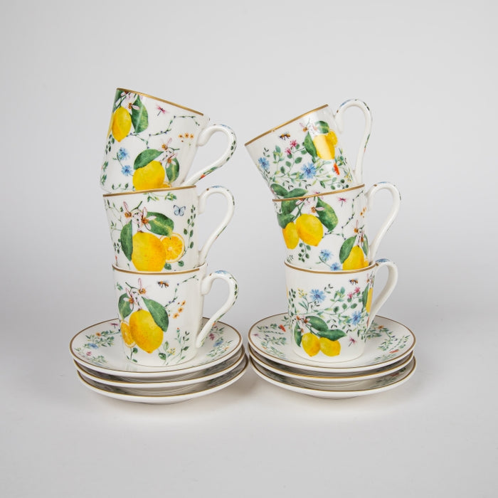 FLEURS CITRONS SET/6 ESPRESSO CUP&SAUCER 100ML (202073354)
