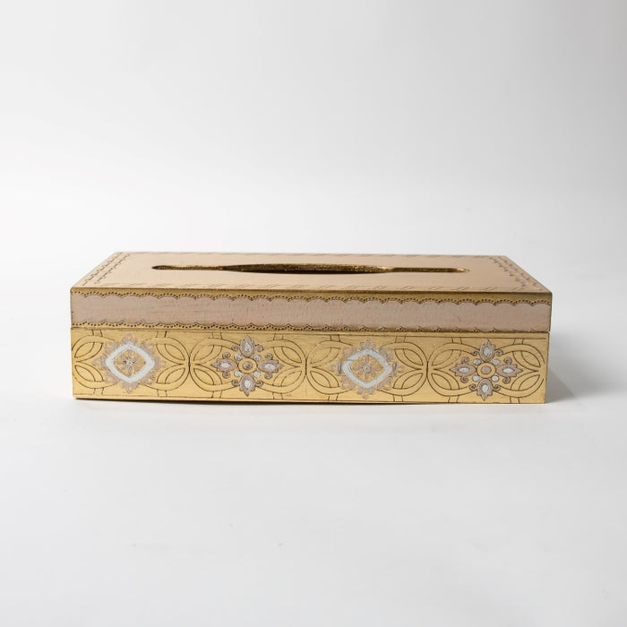 FIRIDOLFI WOODEN RECT.TISSUE BOX GOLD (202140034)