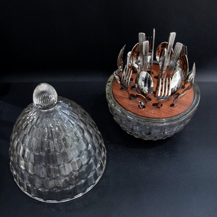 CUTLERY HOLDER GLASS EGG CHECK-B (202016349)