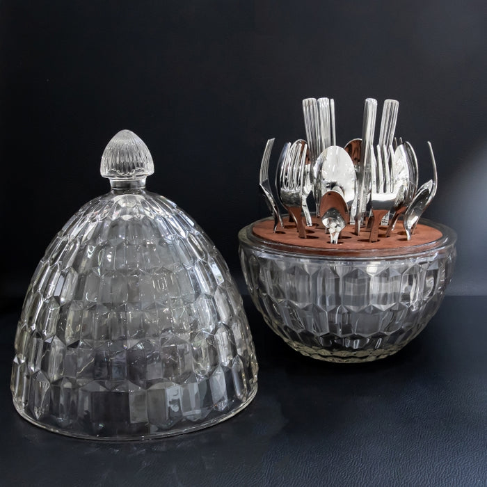 CUTLERY HOLDER GLASS EGG CHECK-B (202016349)