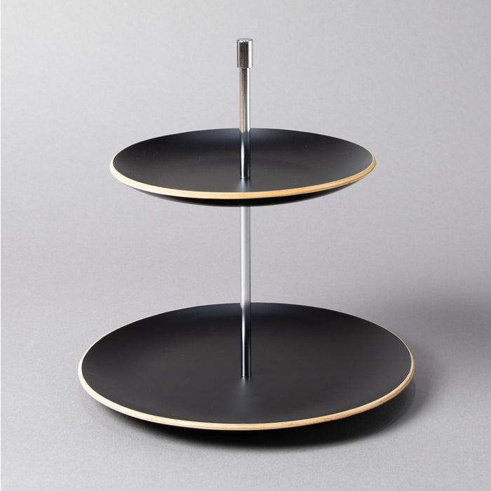 WOODEN TRAY 2 FLOOR 19CM+25CM BLACK (202107409)