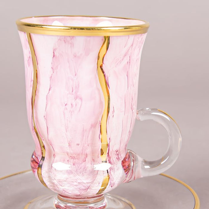 M02 TEACUP/SAUCER 6PCS WHITE/PINK/GOLD (202016200)