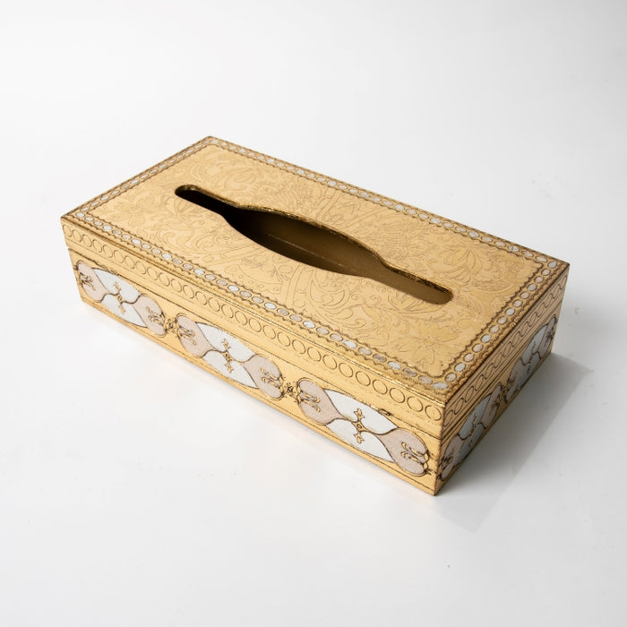 FALCONIERI WOODEN TISSUE BOX GOLD/IVR (202140032)