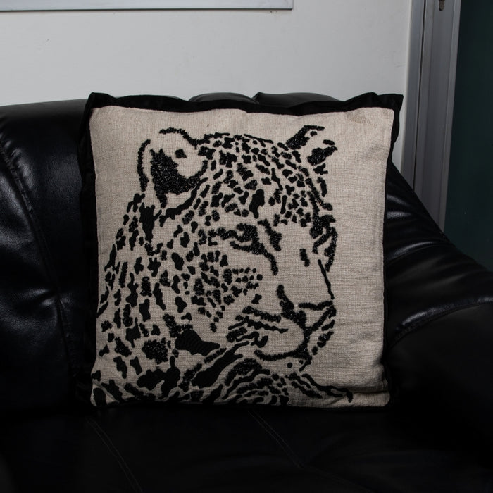 CUSHION LEOPARD NTRL/BLACK 45X45 (327131009)