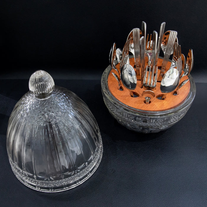 CUTLERY HOLDER GLASS EGG STRIP A (202016348)