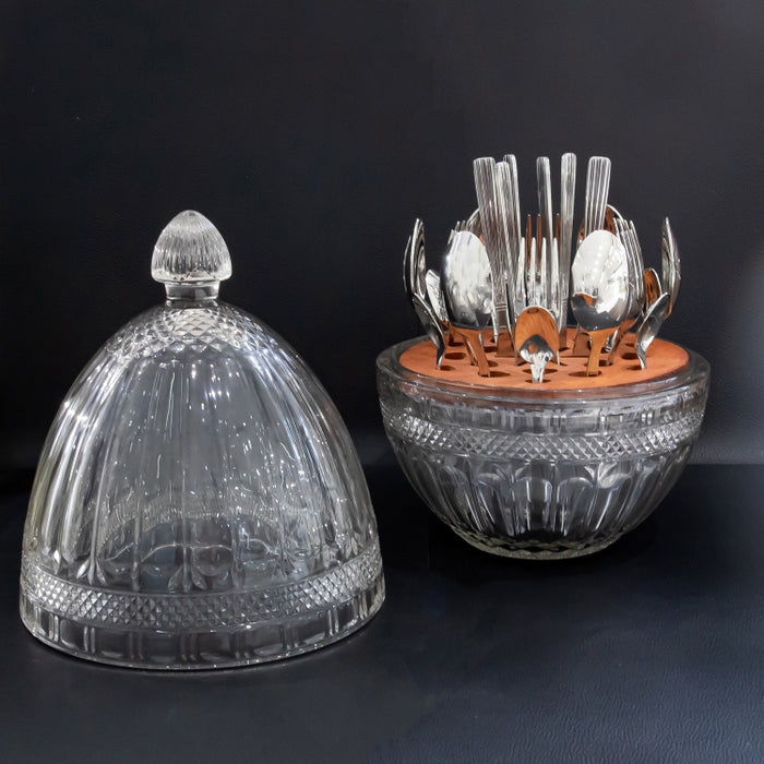 CUTLERY HOLDER GLASS EGG STRIP A (202016348)