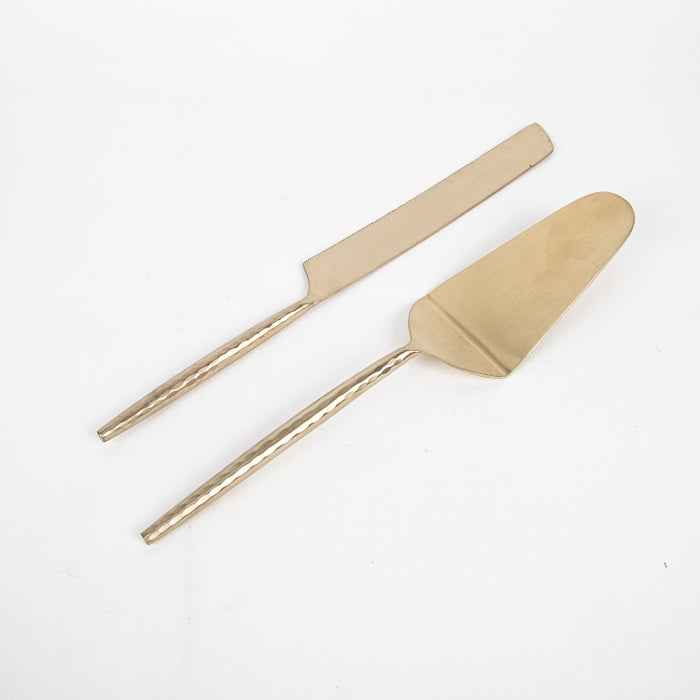 HAMMERED 2PC CAKE SERVER GOLD (202061236)