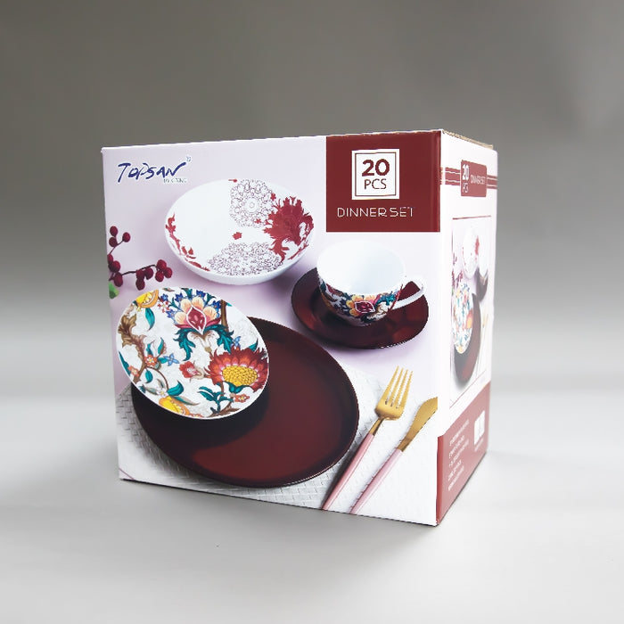 TOPSAN 20 PCS DINNER SET FLORAL RED (202028794)