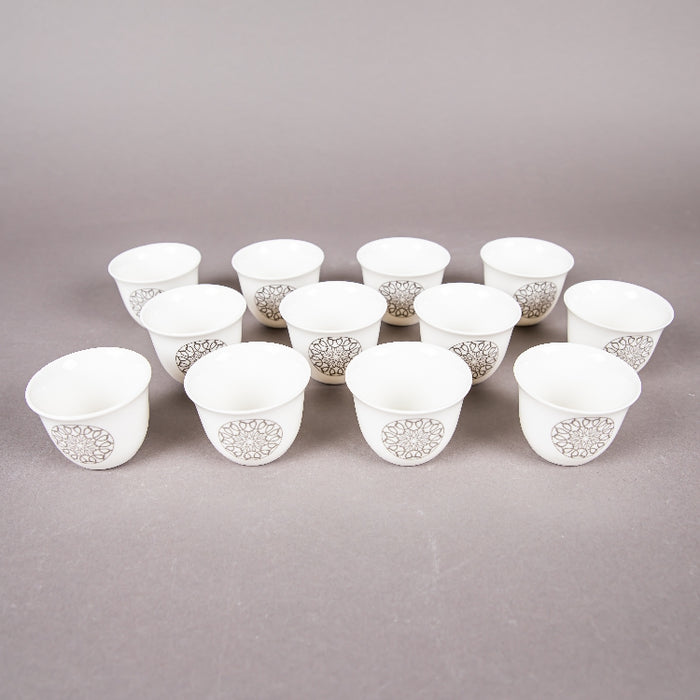 FOSUNY SET 12 NEW BONE CHINA GAWA CUPS GREY/WHITE (202029012)