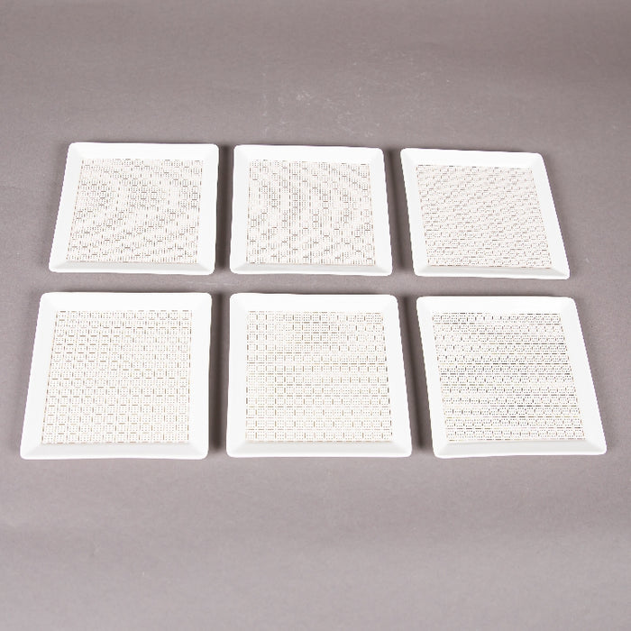 FOSUNY SET OF 6 SQUARE DISH 13X13CM WHITE/GOLD (202029009)