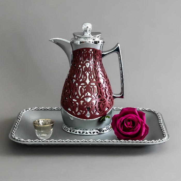 JIEGUAN VACUUM FLASK 1 LITER MAROON/SILVER (202035046)