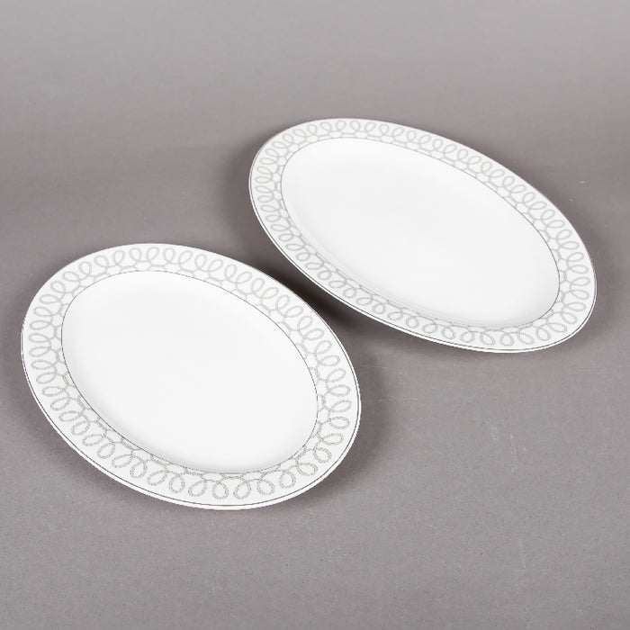 FOSUNY 45PCS NEW BONE CHINA DINNER SET GREY/WHITE (202029011)