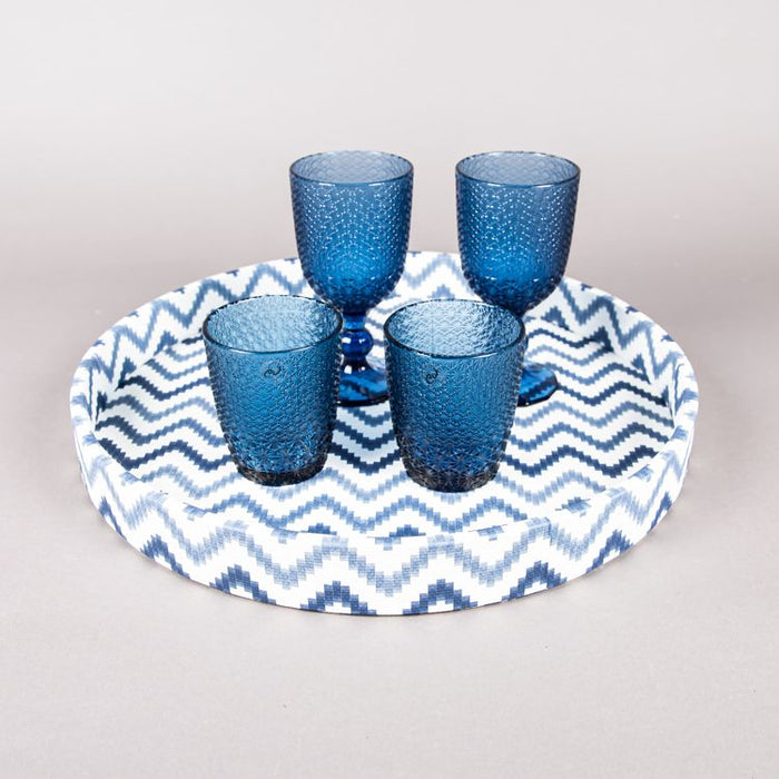 ROUND TRAY ZIGZAG BLUE D42CM (202107307)