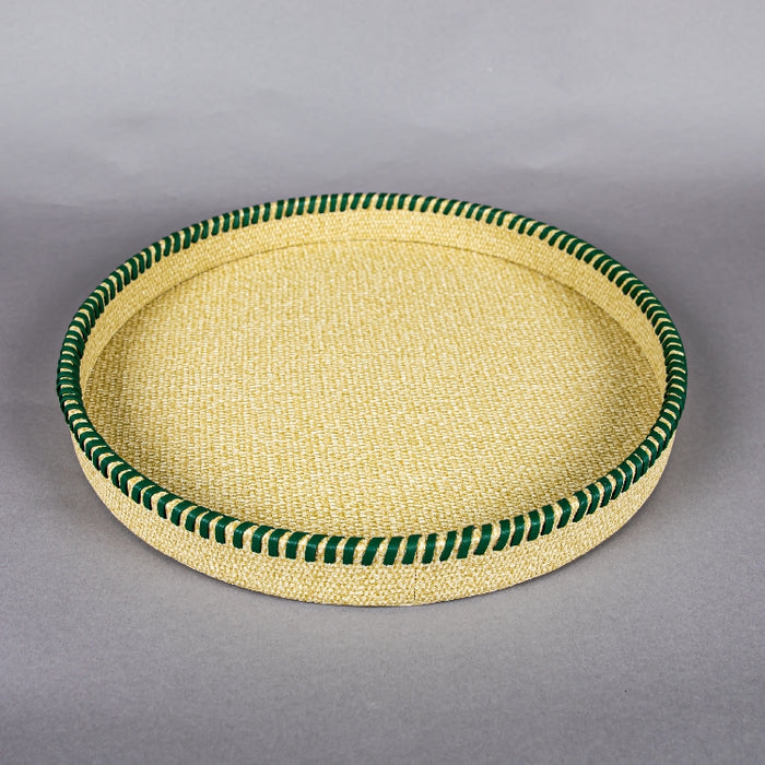 ROUND LEATHER TRAY WITH BAND SOFIA GREEN 42CM (202107358)