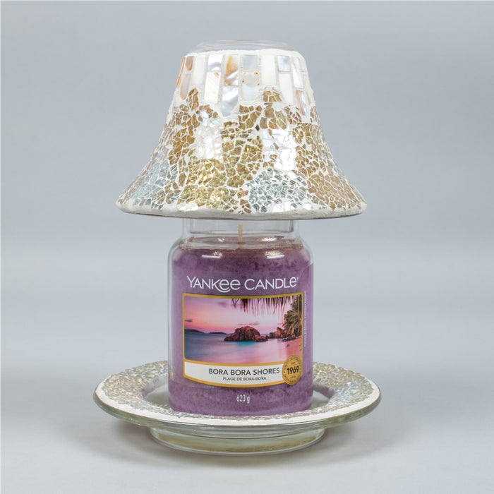 GOLD & PEARL CRACKLE LARGE SHADE & TRAY (428042608)