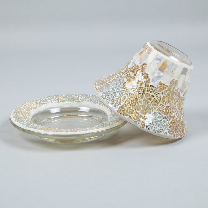 GOLD & PEARL CRACKLE LARGE SHADE & TRAY (428042608)