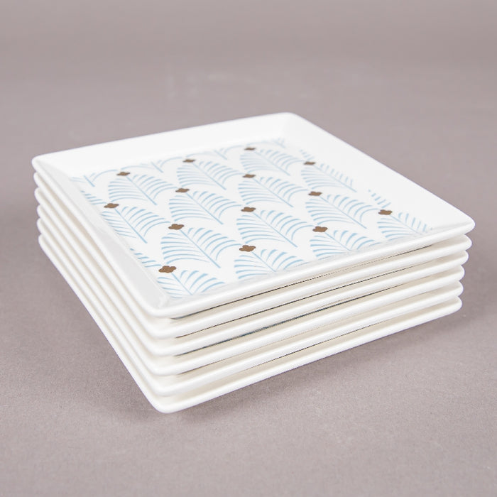 FOSUNY SET 6 SQUARE DISH 13X13CM BLUE/GOLD (202029004)