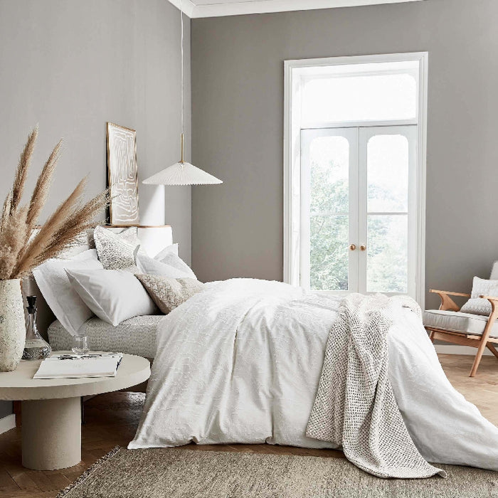 KALI CLIPPED SEMI PLAIN 3PCS DUVET COVER SET 260X220 WHITE (327135290)