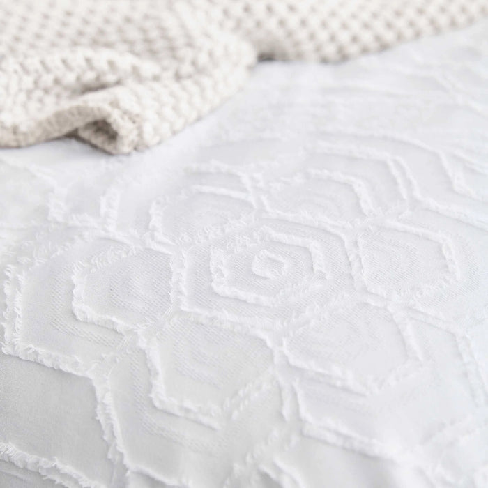 KALI CLIPPED SEMI PLAIN 3PCS DUVET COVER SET 260X220 WHITE (327135290)